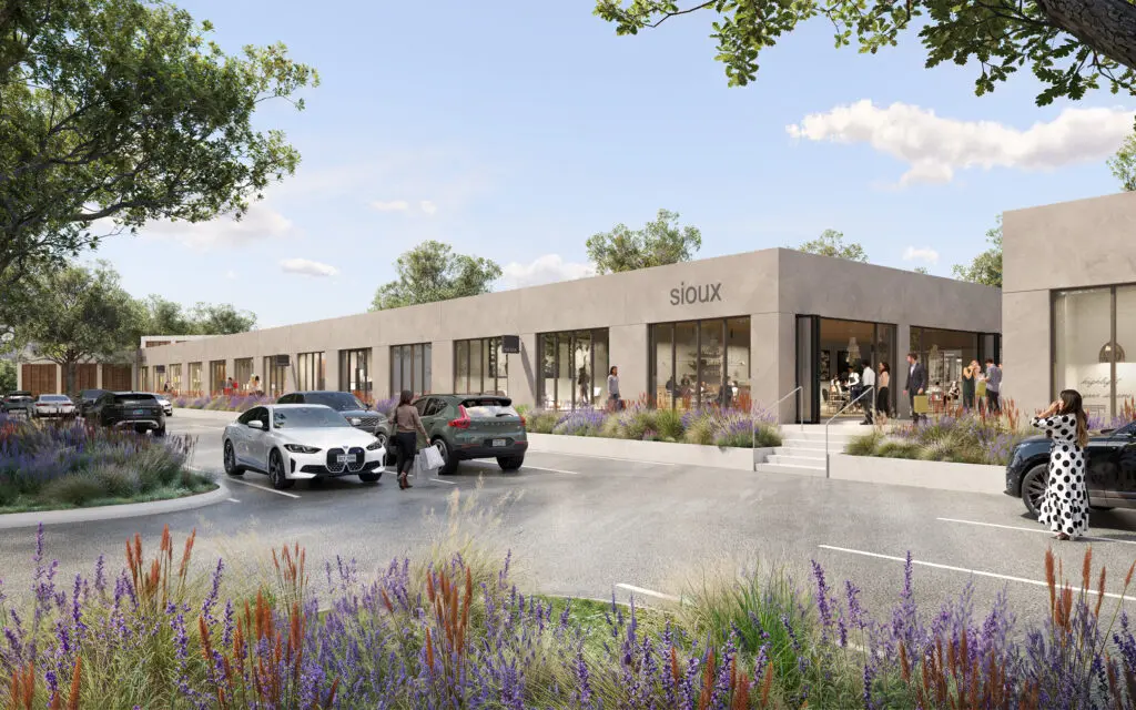 Rendering of The Seam, an upscale outdoor shopping and dining destination that will open in the Dallas Design District in Summer 2026. (Courtesy)