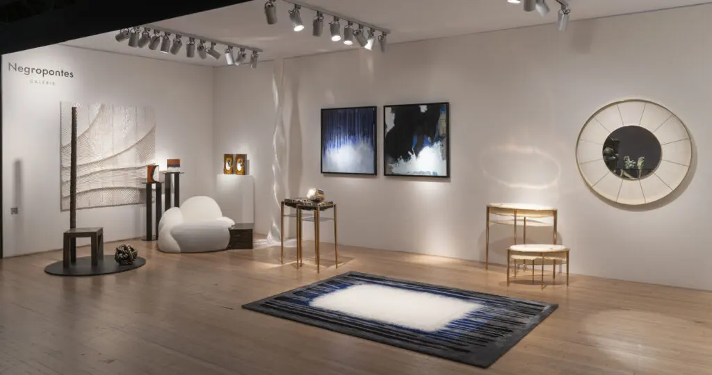 Paris-based Galerie Negropontes brought furnishings and a selection of artists' jewelry to Salon Art + Design New York 2024. (Photo by Peter Baker)