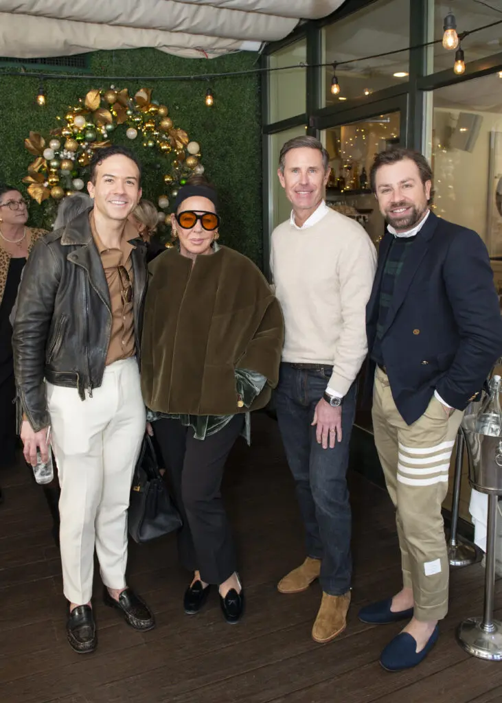 Philip Thomas Vanderford, Michelle Nussbaumer, Shelby Wagner, and Javier Burkle attended a lunch hosted by Jonathan Adler at Le Bilboquet. (Photo by Tamytha Cameron Photography)