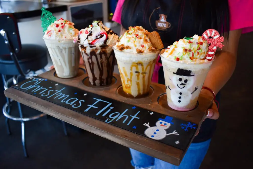 Why choose one coffee when you can have four? Noe's Christmas Coffee Flight is the answer to all your flavor needs this season. (Photo courtesy Noe's)