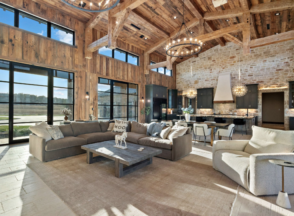 The great room in main house at the K6 Ranch in Mineral Wells.