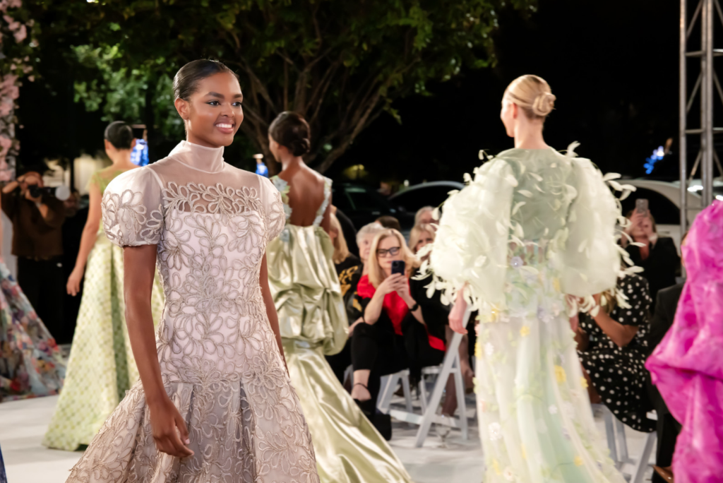 One of the many stunning gowns by Nardos modeled at the annual Elizabeth Anthony fashion evening benefiting the American Heart Association  (Photo by Christina Griffin)