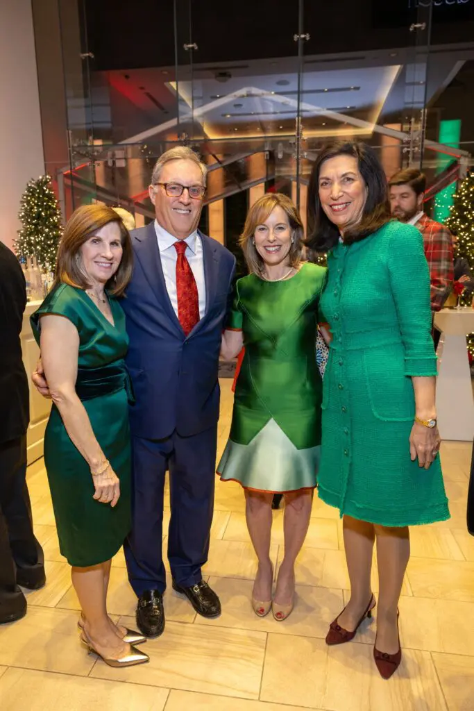 Sheila & Ron Hulme, Debbie Sukin, Drf. Huda Zoghbi at the Ambassadors for Texas Children's Hospital holiday party. (Photo by Jenny Antill)