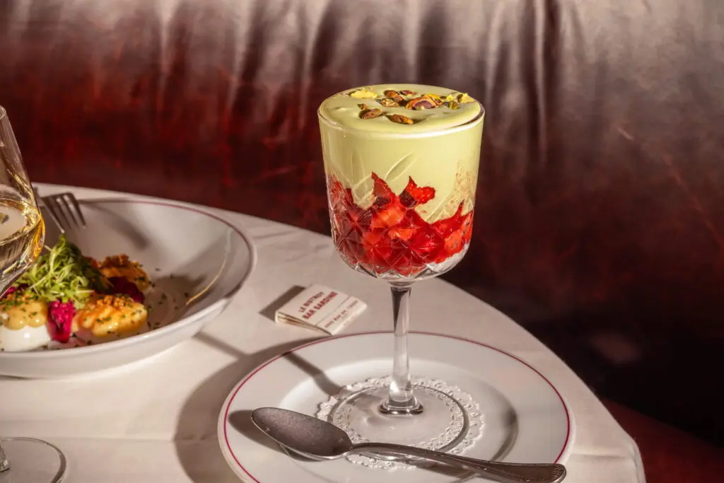 The strawberry pistachio Sabayon at Bar Sardine is a must-order for dessert. (Photo by Kayla Enright)