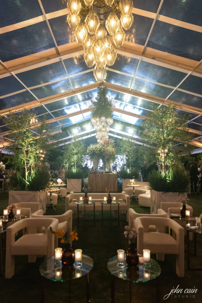 The party tent included a seated reception area. (Photo by John Cain)