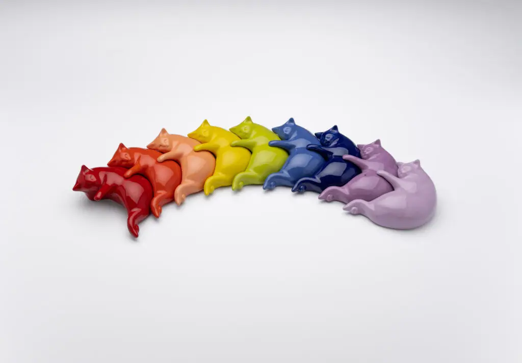 Malia Jensen's "Rainbow Cats," 2024, at Cristin Tierney