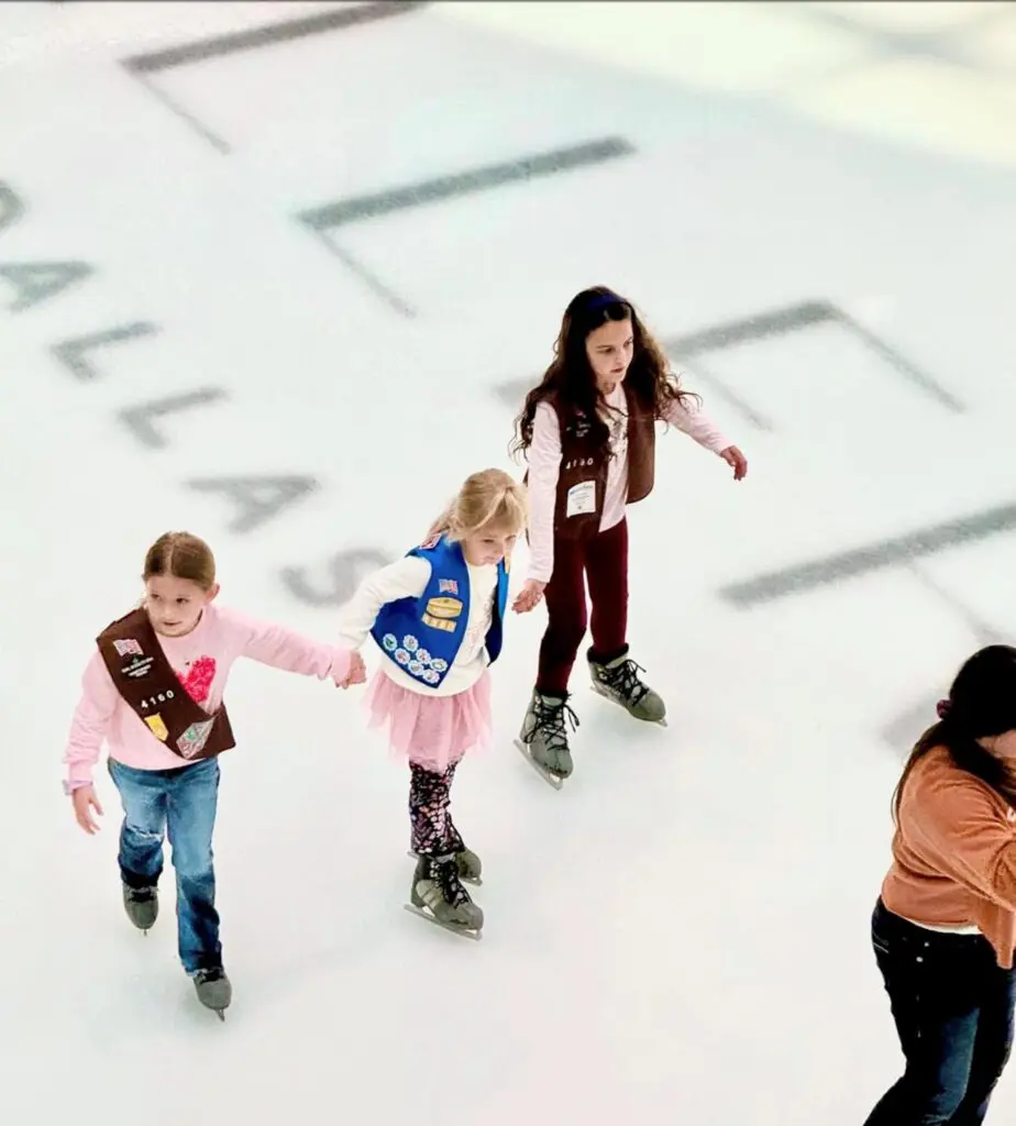 Mark your calendar for Girl Scout Skate Day on Saturday, March 8, from noon to 9 pm at the Galleria Dallas Ice Skating Center. (Photo courtesy of Galleria Dallas)