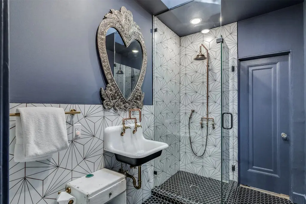 The guest bathroom at 1023 North Edgefield Avenue, which was renovated in 2022.