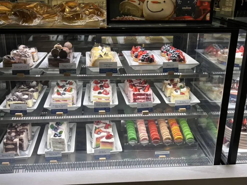 Macaroons and individual cake slices are available for dine in and take out at Paris Baguette. (Photo by Laura Landsbaum)