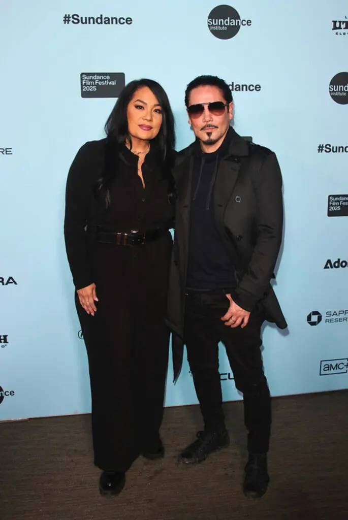 Suzette Quintanilla, sister of Selena and Chris Pérez widower of Selena attend the Q&A for Selena y Los Dinos by Isabel Castro, at Sundance.