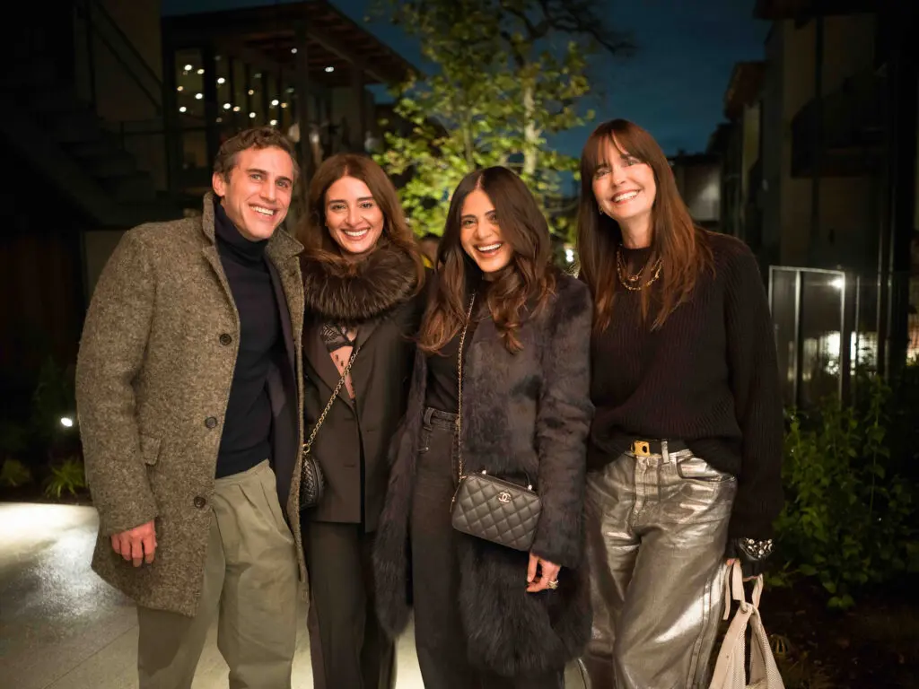Michael Mandola, Sarah Jawda, Saba Jawda, Marnie Greenwood make the scene at the grand opening of Houston's Hotel Saint Augustine and its Perseid restaurant.  (Photo by Daniel Ortiz)