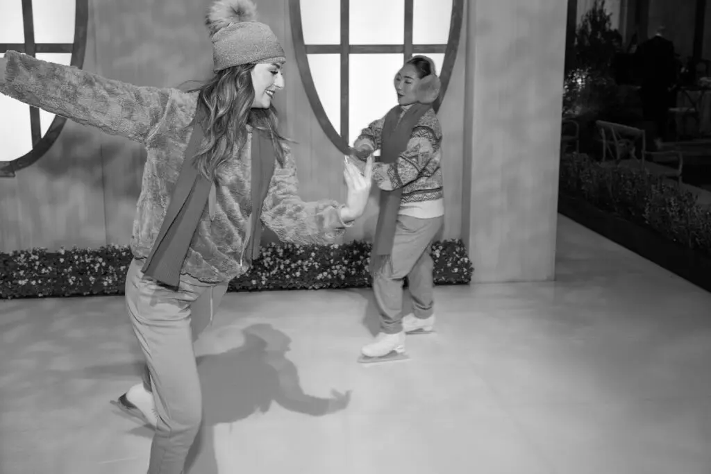 As guests sipped cocktails, ice skaters did pirouettes on the mini-rink that had been installed. (Photo by Nate Rehlander)