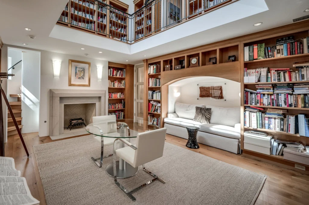 The ground level of the two-story library at 119 Carnarvon. (Photo by Patrick Bertolino for Martha Turner Sotheby's International Realty)