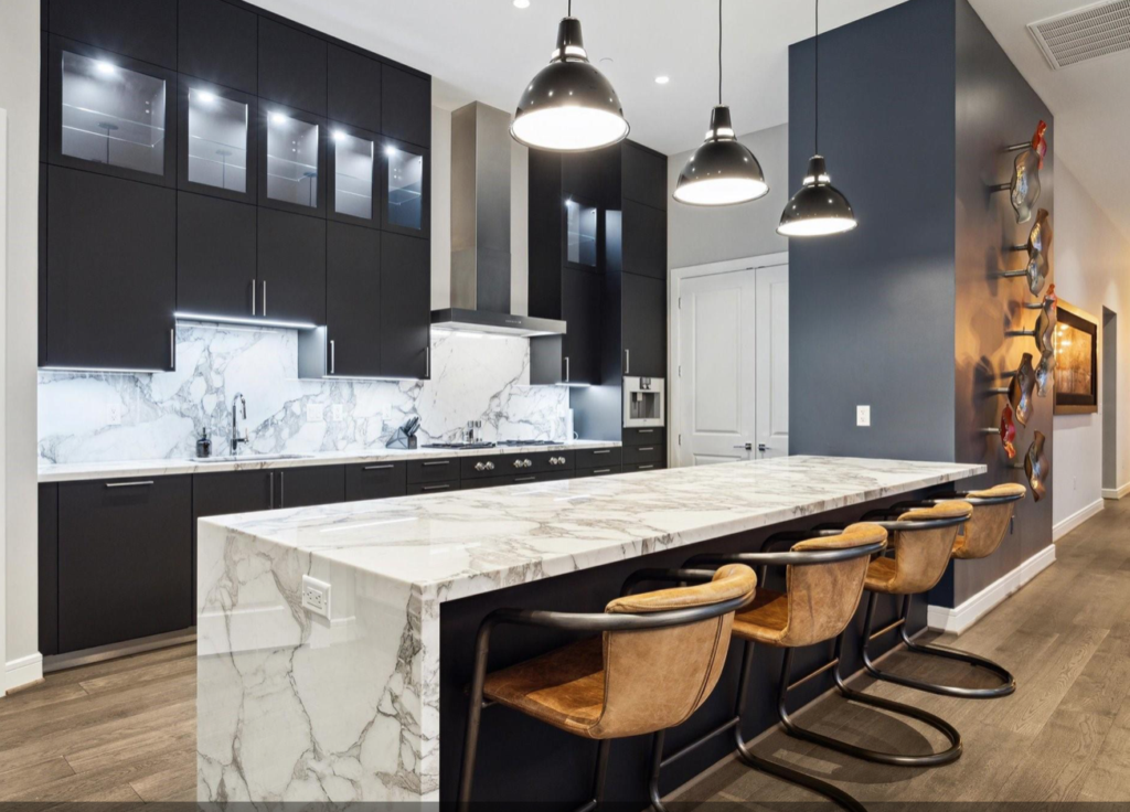 The sophisticated chef's kitchen in No. 3202, 4521 San Felipe.