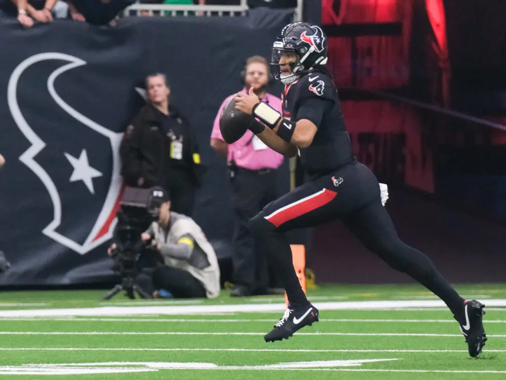 Houston Texans quarterback C.J. Stroud can create magic on the run. (Photo by F. Carter Smith)