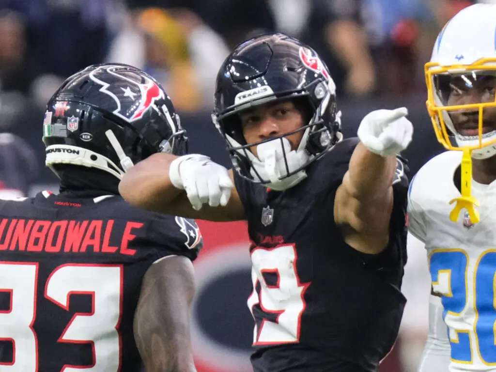 Houston Texans receiver Xavier Hutchinson helped create magic with C.J. Stroud on the botched snap play. (Photo by F. Carter Smith)