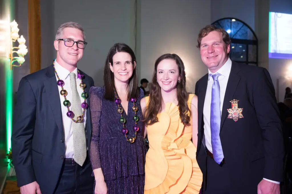 James & Ellen Bookout, Sterling & Whit  Myers at Camp for All's  Mardi Gras themed Krewe de Camp gala  (Photo by Daniel Ortiz)