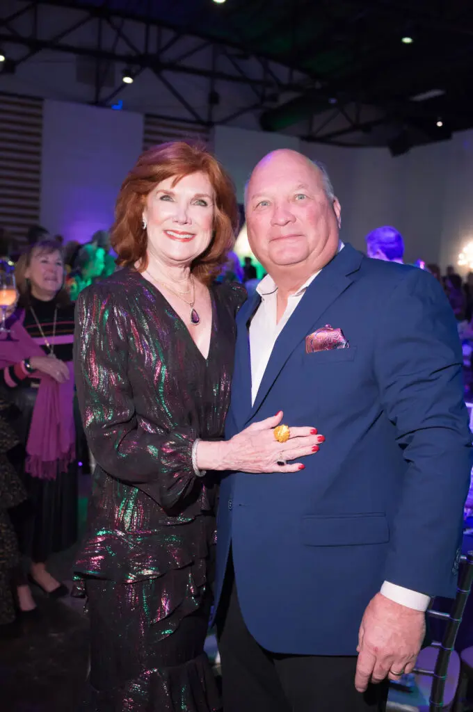 Martha & Buzz White at Camp for All's  Mardi Gras themed Krewe de Camp gala (Photo by Daniel Ortiz)