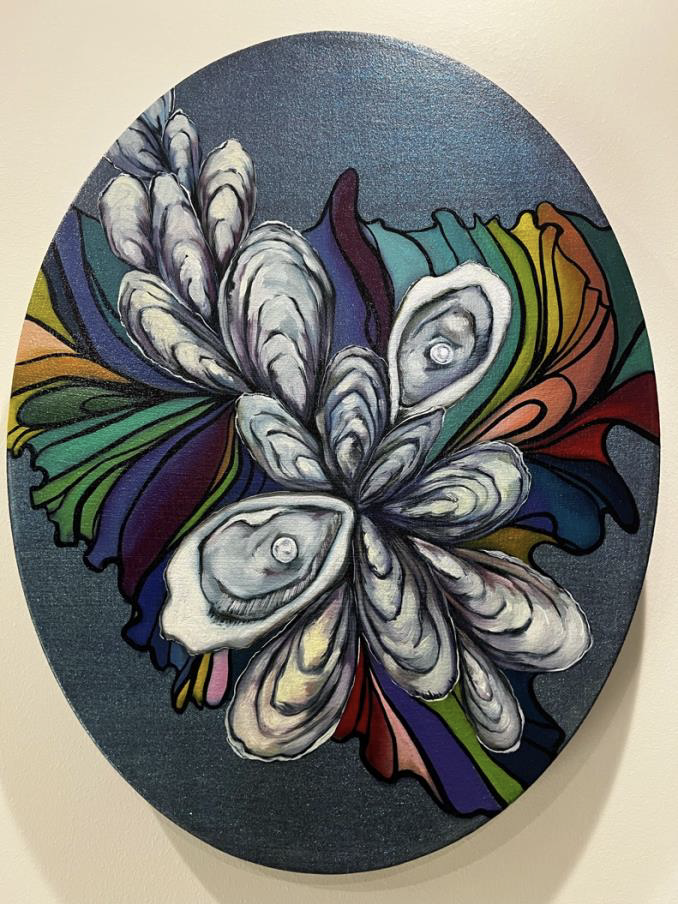 Janavi Mahimtura Folmsbee's "Oystered Away," 2022, was on display at Sound and Color: Water is for Everyone