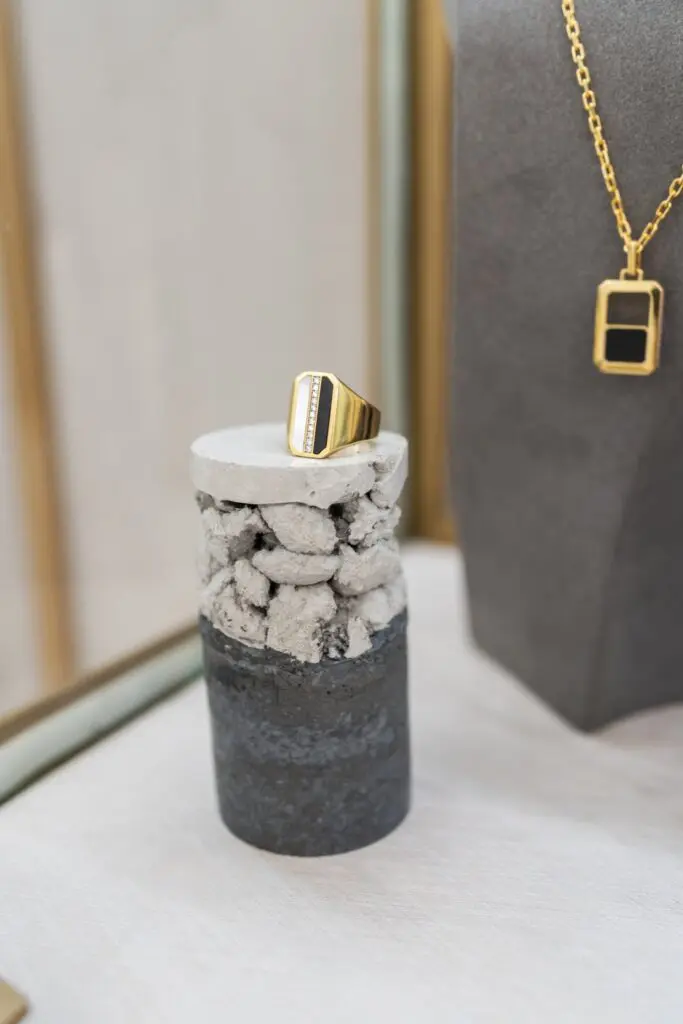 Lark & Berry cultured diamonds are snuggled in 18-karat gold.