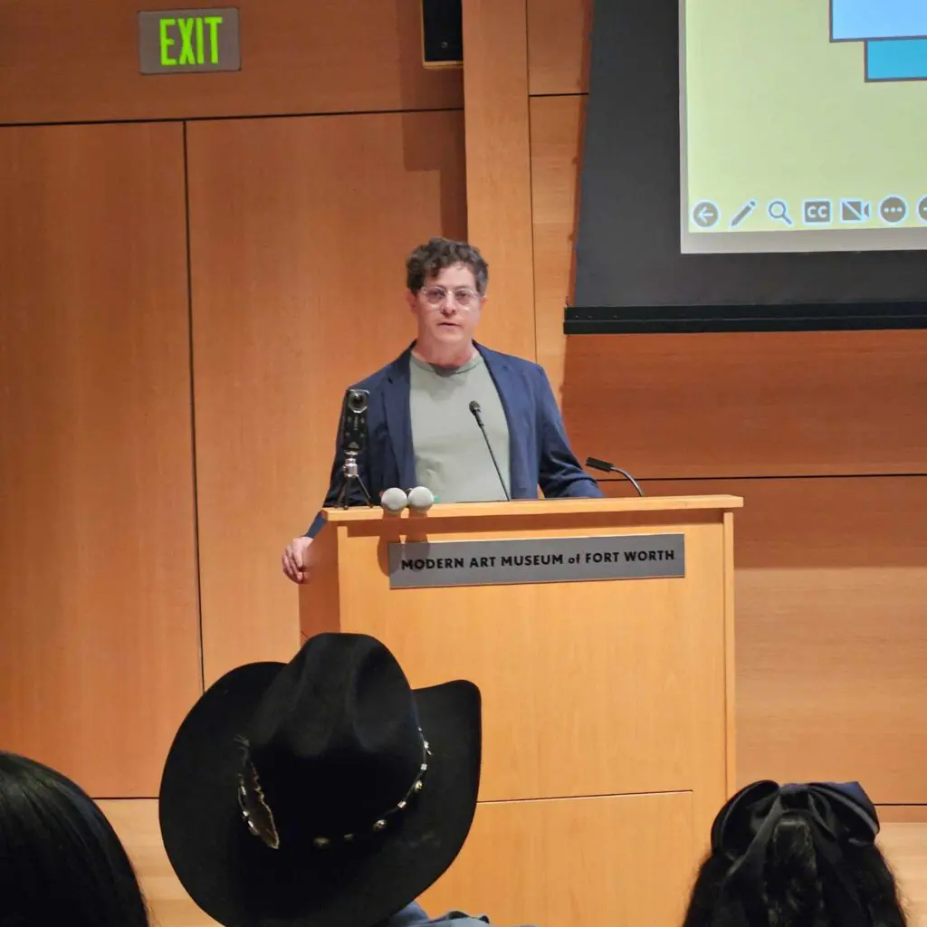 Academy Award-winner Brandon Oldenburg speaks to filmmakers at the Fort Worth Premiere Package launch event. (Photo by Edward Brown)