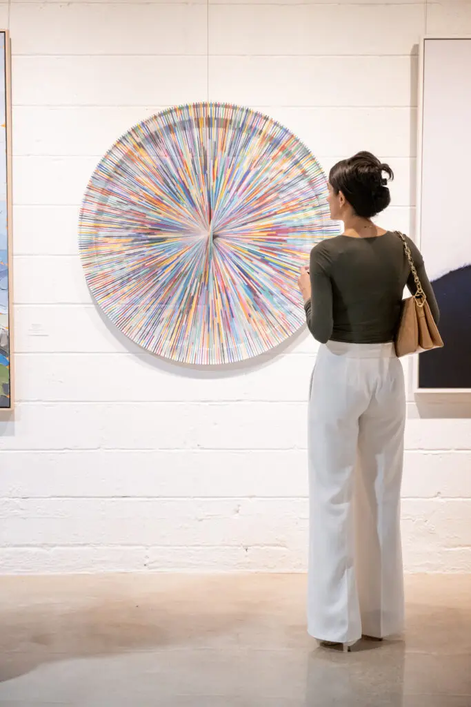 Laser-cut acrylic on canvas by Elisabeth Heidinga. (Photo by Bruno, Snap the Picture)