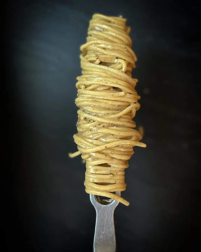 Tempting homemade spaghetti pasta with black pepper and pecorino romano ($19).