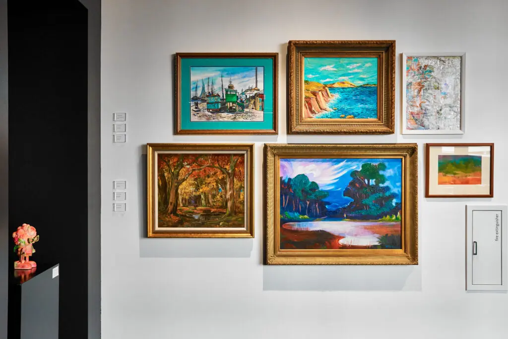An installation view of "The Architecture of Culture: Works from the Guess Lawson Collection" at Gensler Houston headquarters. (Courtesy the Guess Lawson Collection)