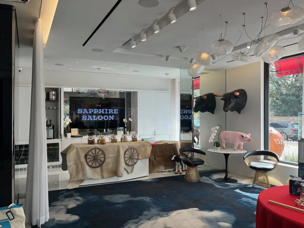 The Sapphire Saloon whiskey and tequila bar is part of Tenenbaum Jewelers salute to Rodeo Houston.
