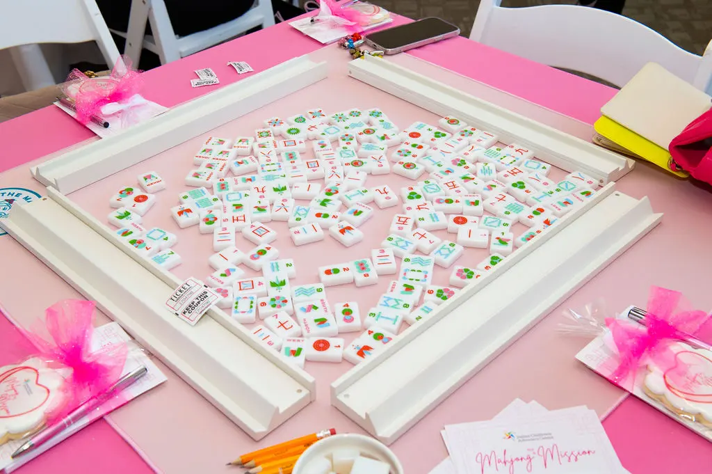 Table hosts happily supplied their own mahjong gear, with colorful Dallas-based brands like The Mahjong Line represented in abundance. (Photo by Tamytha Cameron)