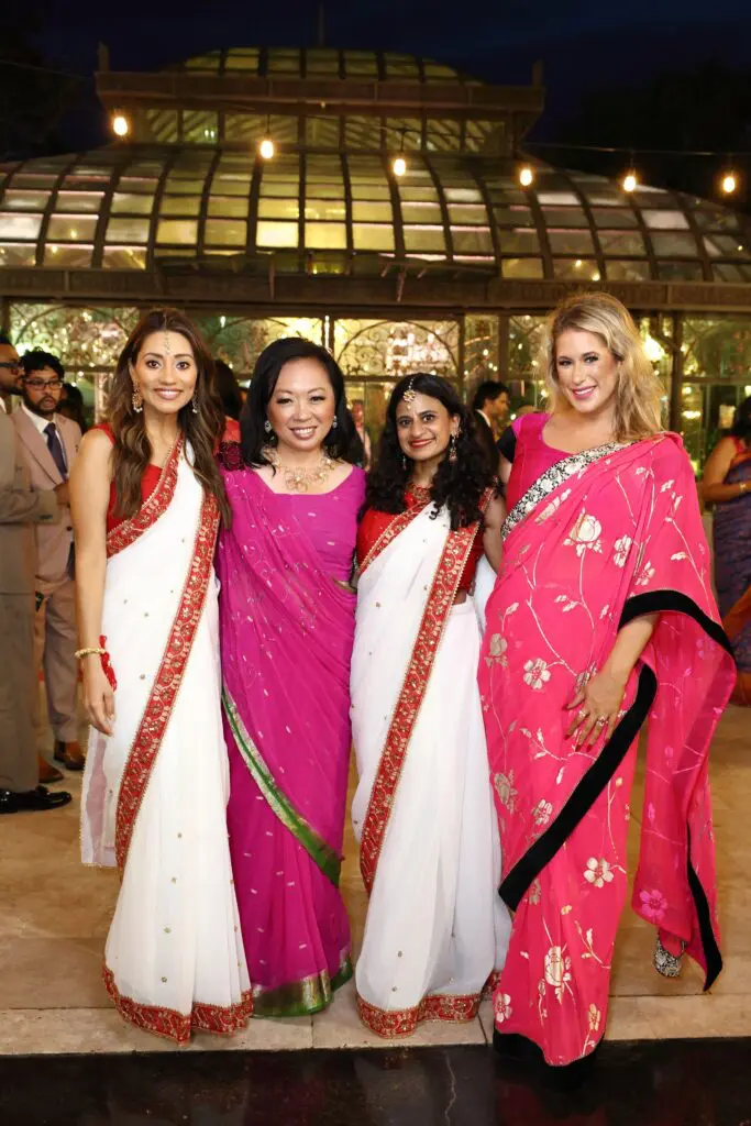 Rita Garcia, Miya Shay, Pooja Lodhia, Mycah Hatfield at the wedding of Ruchi Mukherjee and Walter Sassard.  (Photo by Quy Tran)