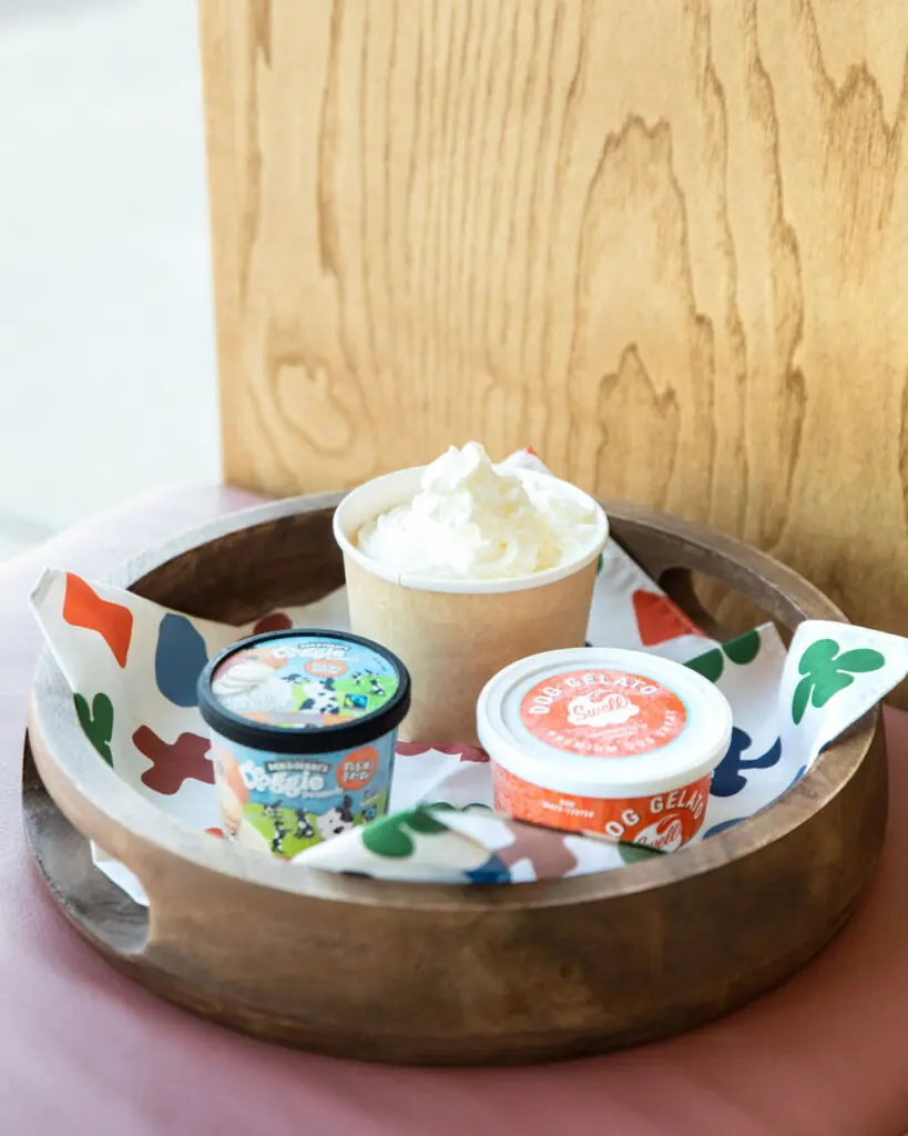 Yardstick offers a curated room service menu that includes the perennial favorite, a puppuccino, as well as "industry-leading treats." (Photo courtesy of Yardstick)