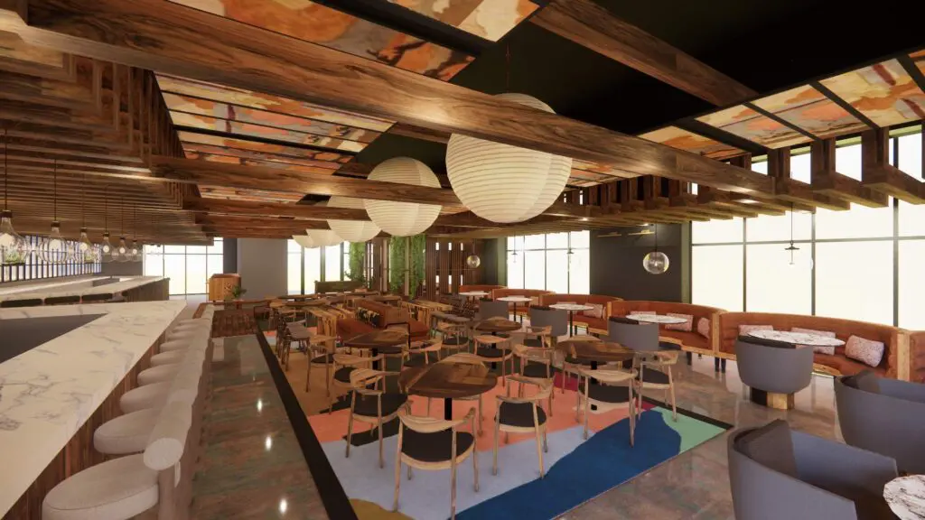 The design of Musume Frisco will blend Texas and Japanese elements. (Courtesy rendering)
