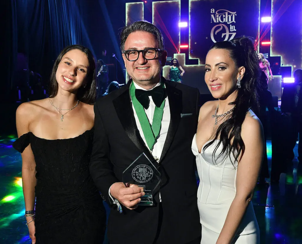 Isabella Reiser, honoree Dr. Jochen Reiser, Gerri Poppov at the San Luis Salute (Photo by Dave Rossman)