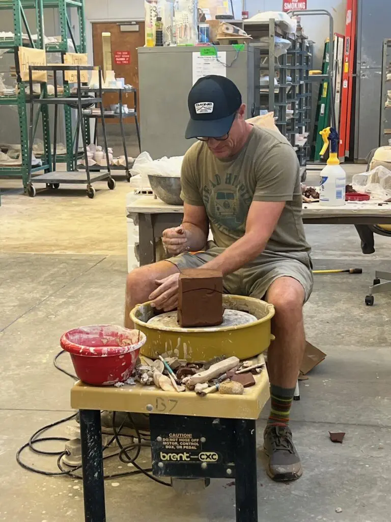 Ceramicist Jeff Forster works on his creation. (Photo courtesy Empty Bowls Houston)
