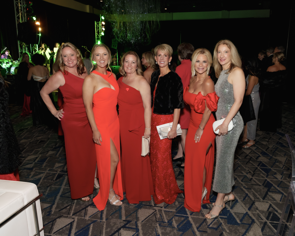 Jennifer Tautenhahn, Kate Maddock, Kathy Tautenhahn, Mari Harvey, Amber Butaud and Mary Paur enjoyed the Heart Ball at The Woodlands Waterway Marriott. (Photo by 209 Photobooth Company)