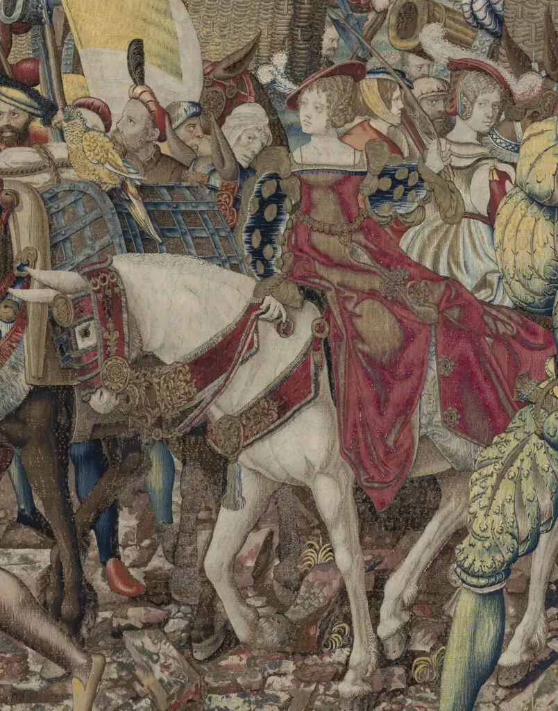 Pavia 12_The Invasion of the French Camp and the Flight of the Ladies and Servants (detail), c. 1528–31