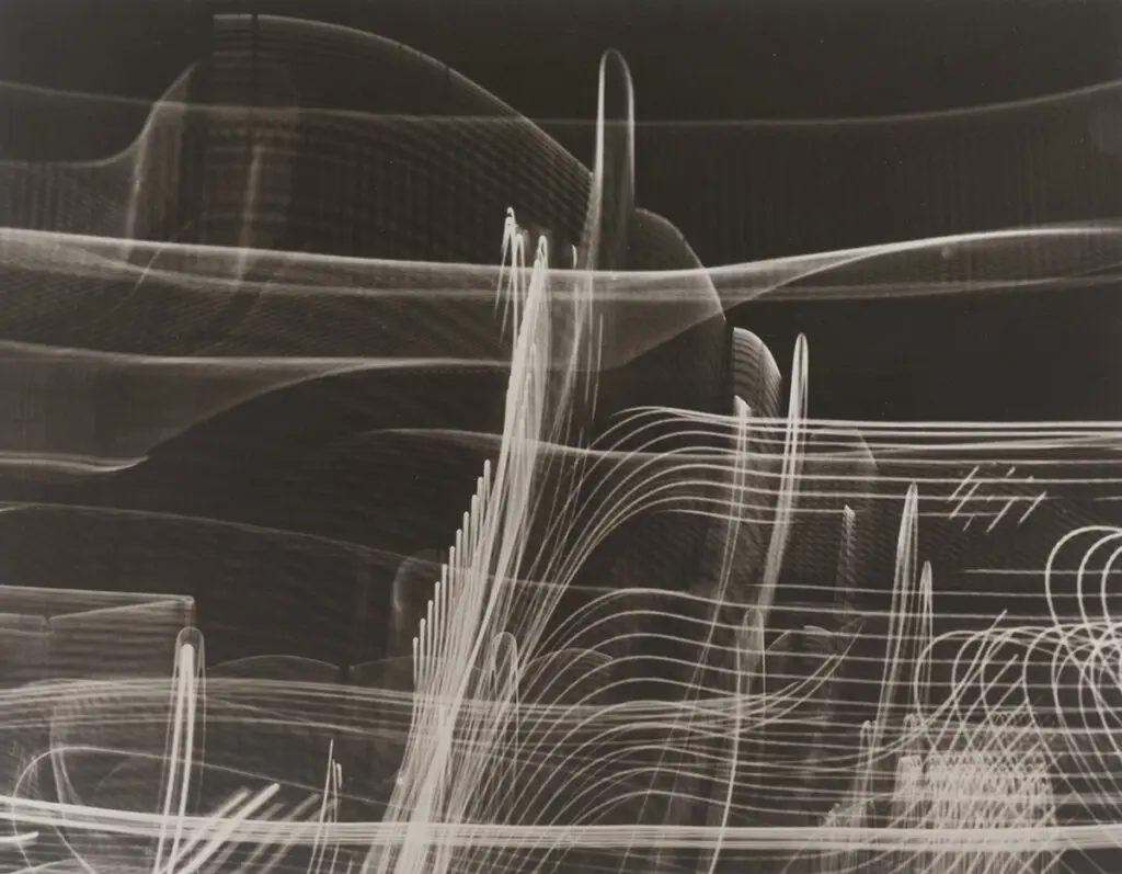 Carlotta Corpron's "A Walk in Fair Park," 1943, at PDNB Gallery. The avant-garde photographer, influenced by the Bauhaus movement, taught at Texas Woman's University in Denton, and is one of the historic photography figures in PDNB's stable. 