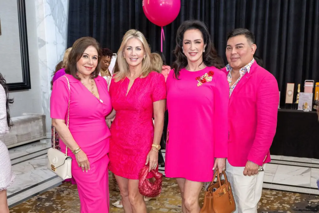 Debbie Festari, Ann Carl, Alicia Smith, Edward Sanchez at the American Cancer Society 'Tickled Pink' luncheon (Photo by Jacob Power)