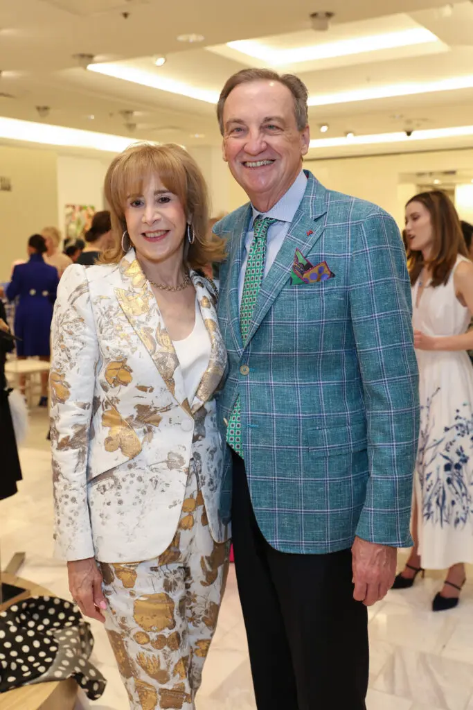 Vicki West & Ralph Burch at the PaperCity Philanthropy in Fashion Best Dressed announcement party at Neiman Marcus.  (Photo by Priscilla Dickson)