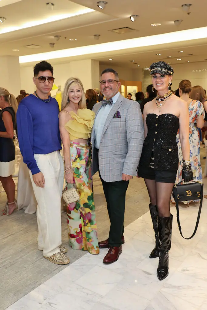 Christian Miranda, Patti Murphy, Dr. Roland Maldonado, Beth Muecke at the PaperCity Philanthropy in Fashion Best Dressed announcement party at Neiman Marcus.  (Photo by Priscilla Dickson)