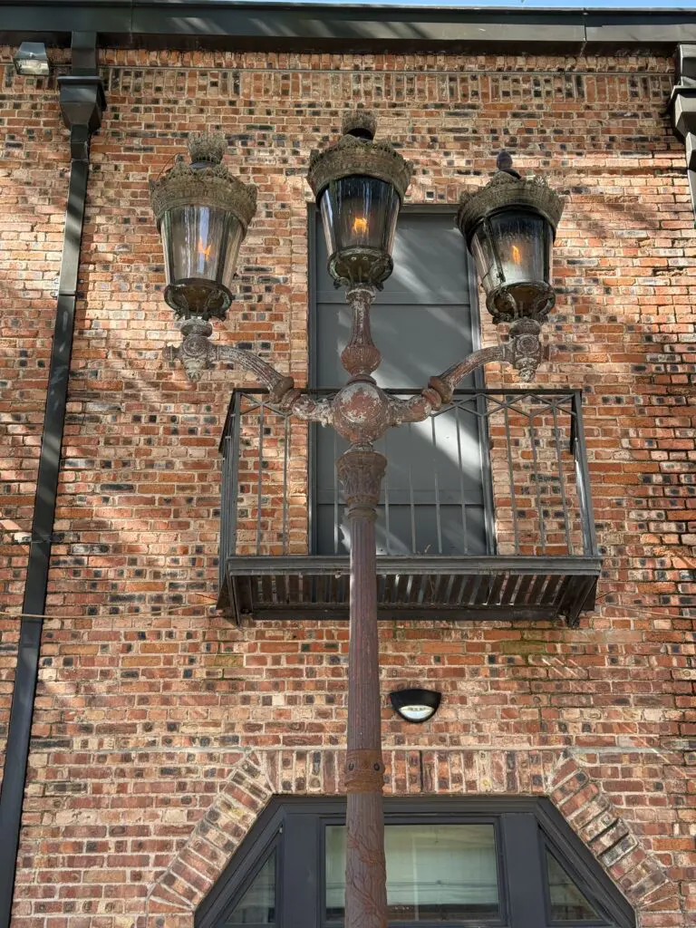 The Antoine Durenne gas lamps that have graced the historic building since it opened as Brennan's in 1967.