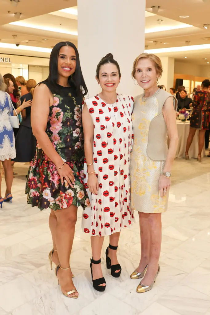 Raffle chairs Lauren Randle, Michelle Leal, Kristen Cannon at the PaperCity Philanthropy in Fashion Best Dressed announcement party at Neiman Marcus. (Photo by Priscilla Dickson)