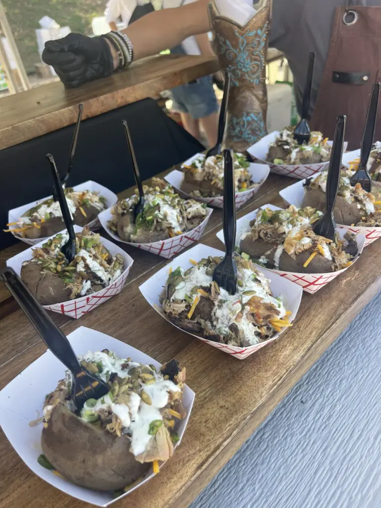 Loaded smoked meat potatoes were a popular grab. (Photo by Amanda Ogle)