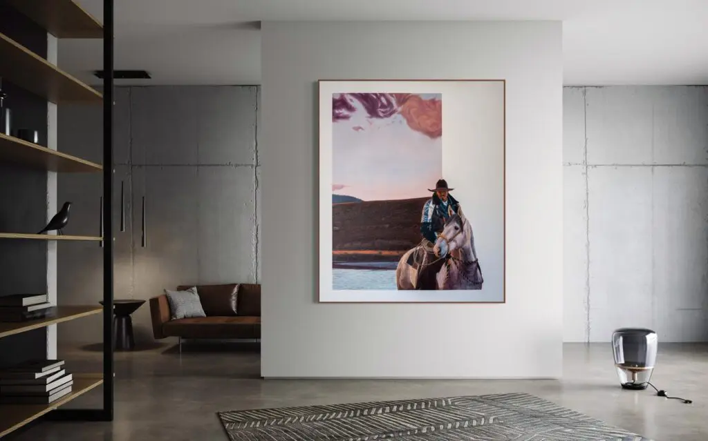 Jacob Lovett's works often include characters going off the frame towards a window of blank space. (Photo by Courtesy Bowie House)