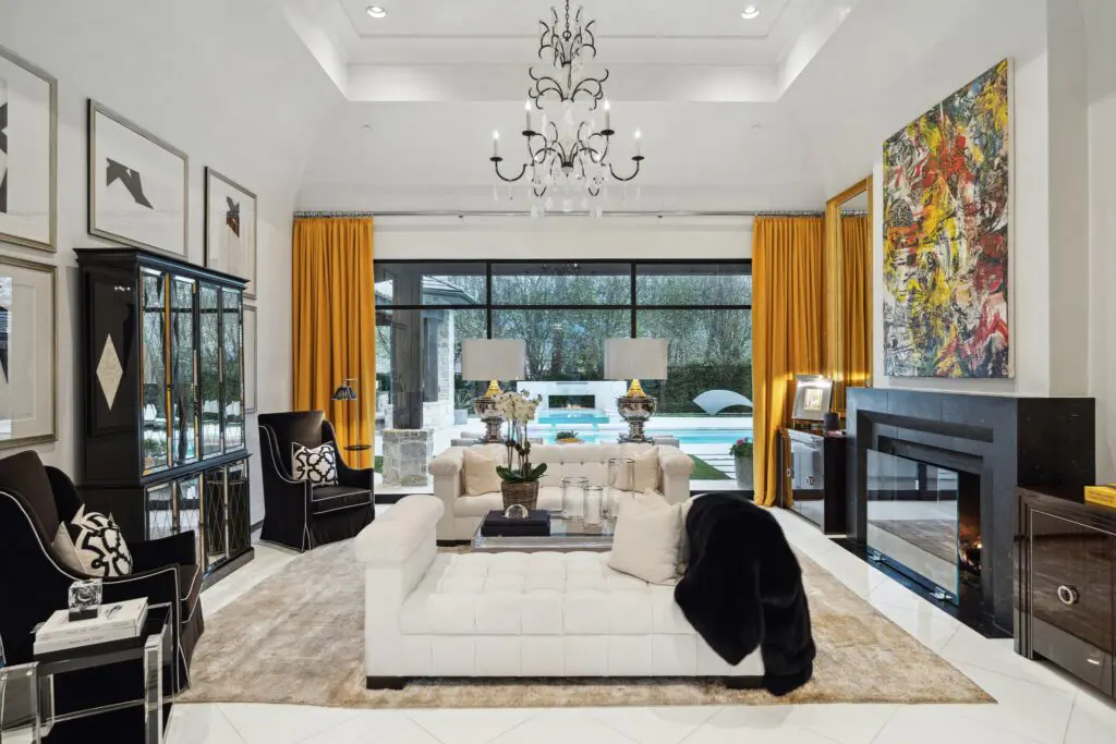 Formal living rooom at 220 Merrie Way in Piney Point Village (Photo by TK Images)