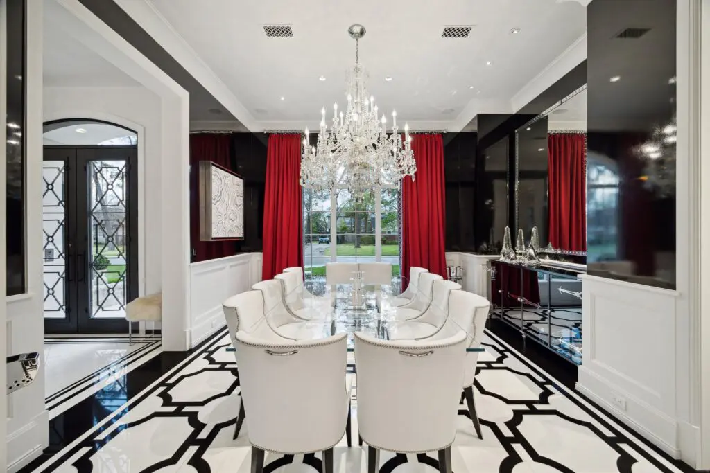 The formal dining room at 220 Merrie Way Lane (Photo by TK Images)