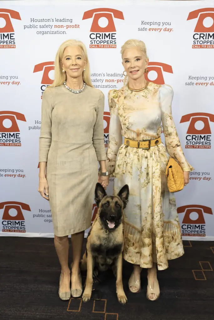 Tama Lundquist, K9 Rocky, Tena Lundquist Faust at Crime Stoppers of Houston's 'Houston Heroes' award luncheon.  (Photo by Quy Tran)