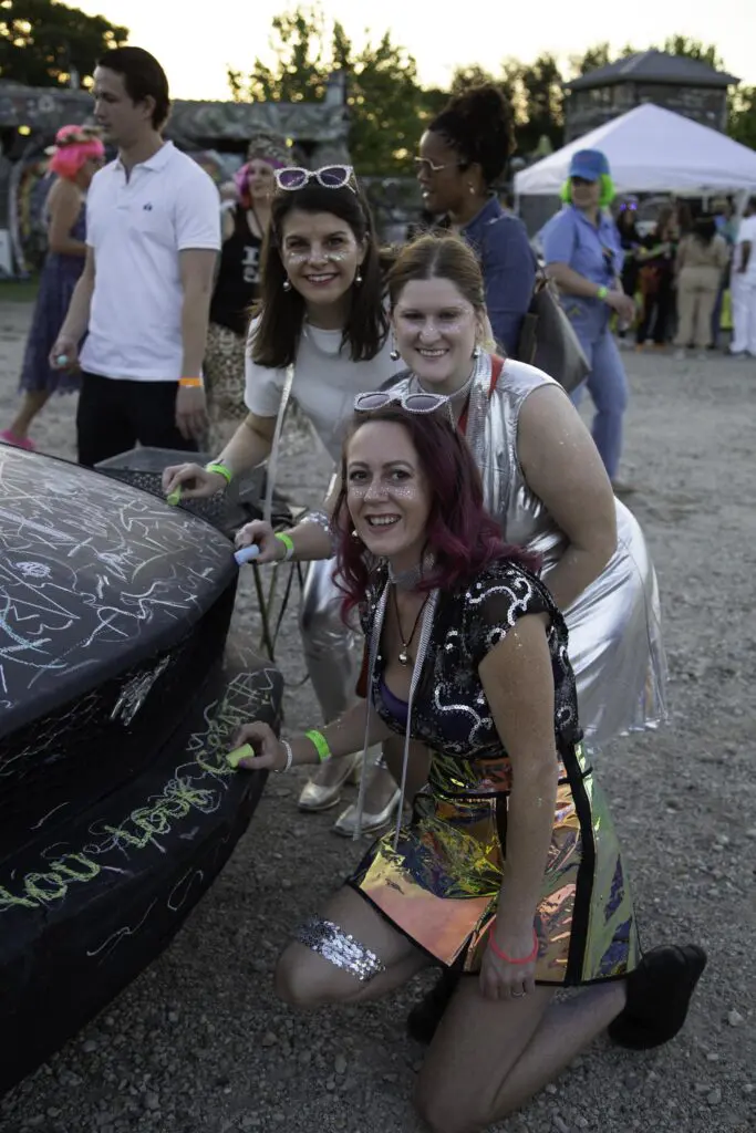 Katie Cornelison, Elizabeth Elmore, Rosie Yakob at The Legendary Art Car Ball 2025 (Photo by Mike Herrera)