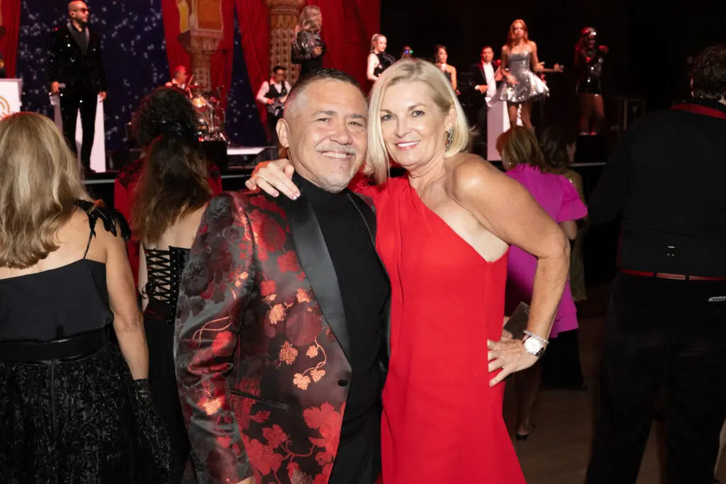 Bruce Padilla, Denise Wynne  at Victory's 'Moulin Rouge' gala (Photo by Jacob Power)